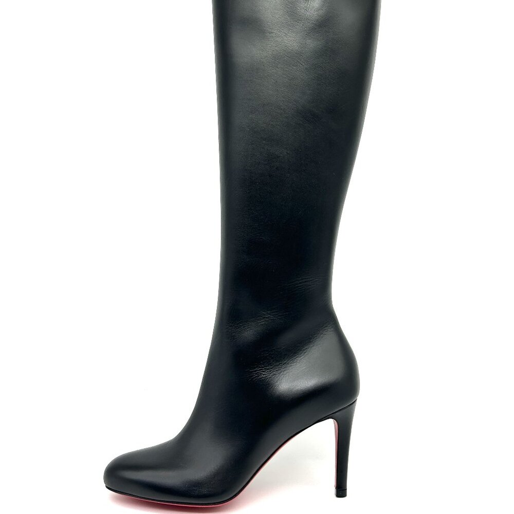 Christian Louboutin Black Knee-High Leather Stiletto Boots - Picture 5 of 15